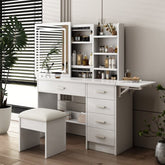 Bellemave® Vanity Mirror with Lights and Table Set with 3 Color Lighting Brightness Adjustable, 5 Drawers - Bellemave
